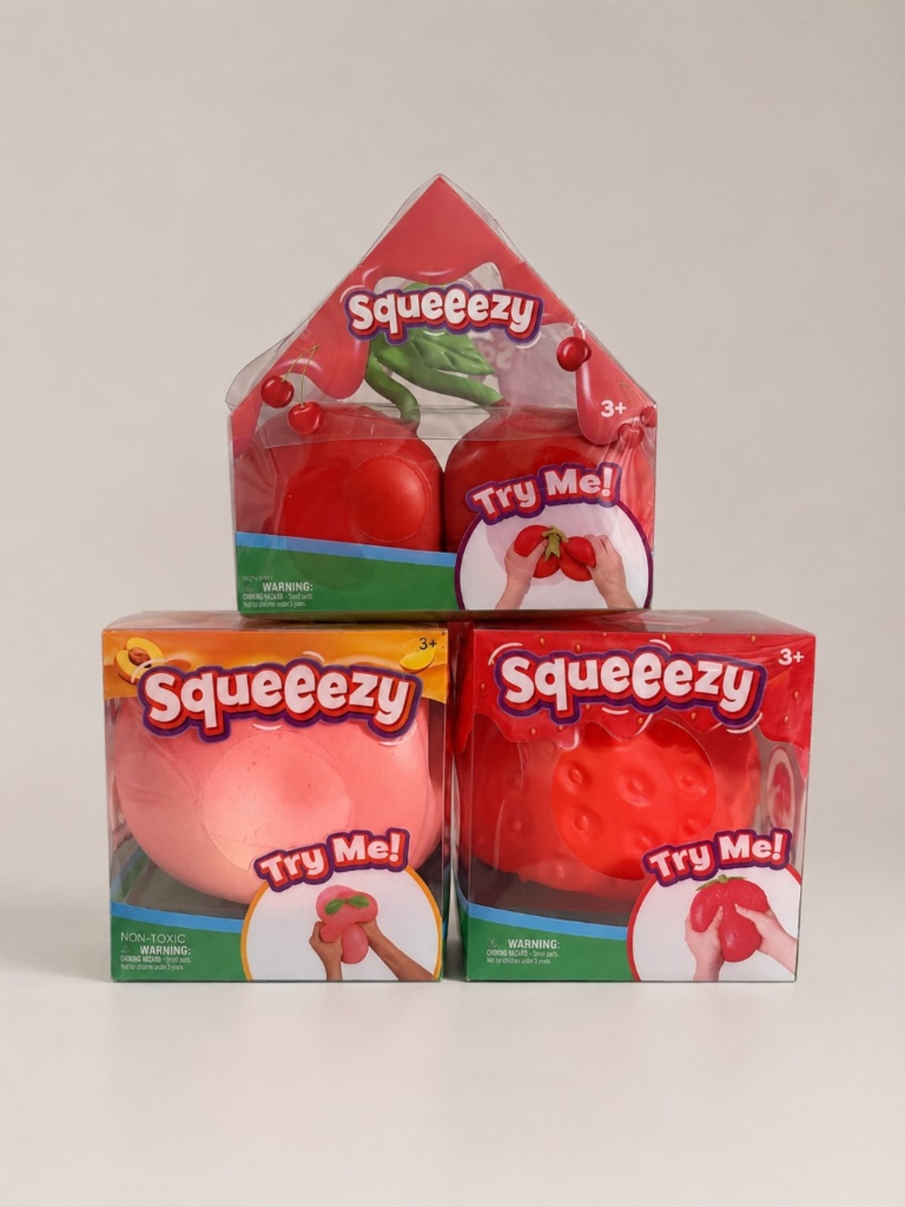 Sunny Days Squeeezy Fruit Squishy Bundle (Cherry Peach Strawberry)